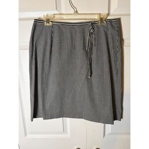 Maren Sport Women Gingham Pencil Skirt Black White Tie Waist Size 12 Made in USA